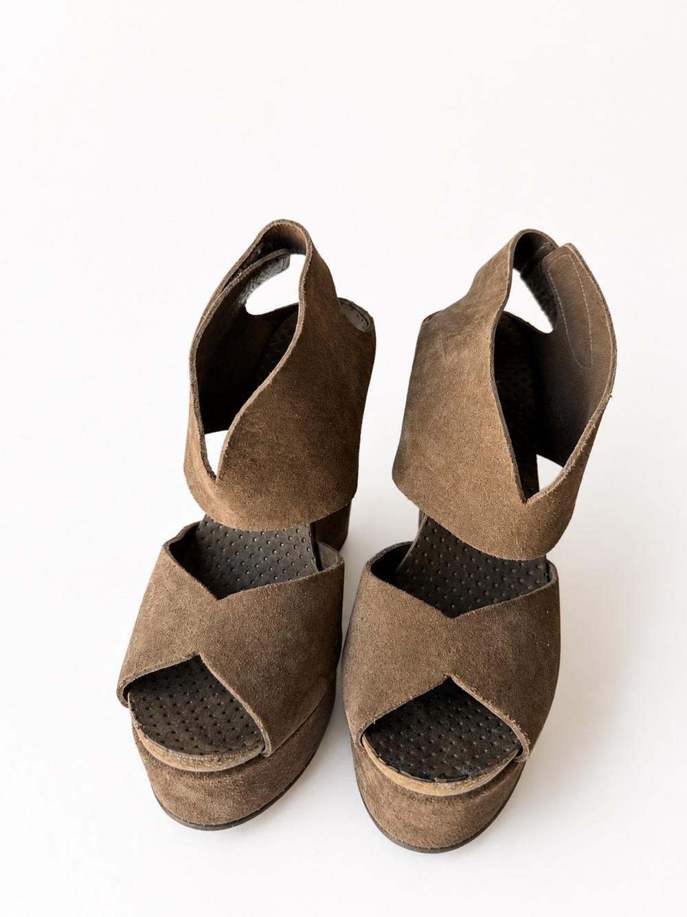 Pedro Garcia Brown Suede Platform Wedge Sandals EU 37 US 7 Spain Like New